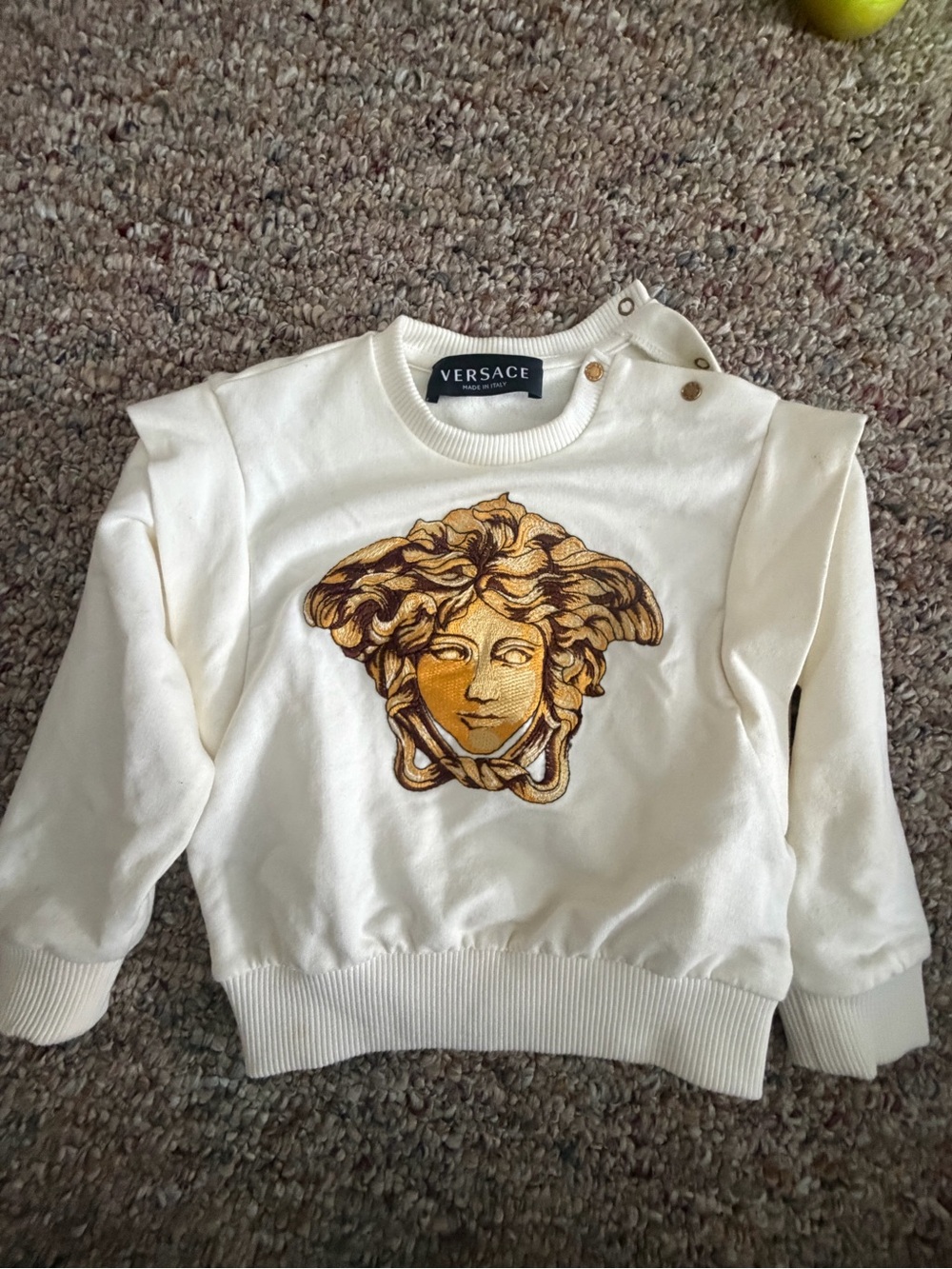 Versace Kids Cream Sweatshirt with Gold Medusa Patch